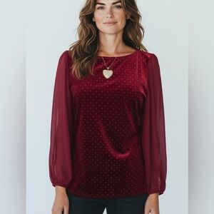 Vince Camuto Cabernet Gold Embellished Top